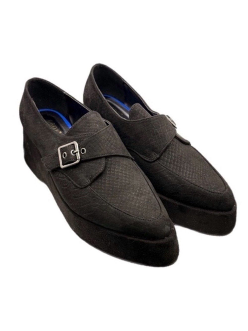 Dolls Kill | Black Library Luxe Platform Shoes with Silver Buckle NIB